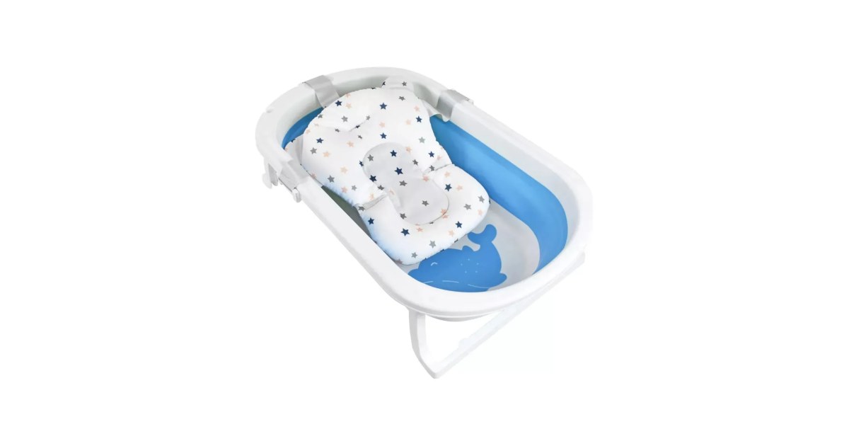 Bañera plegable con termómetro y soporte