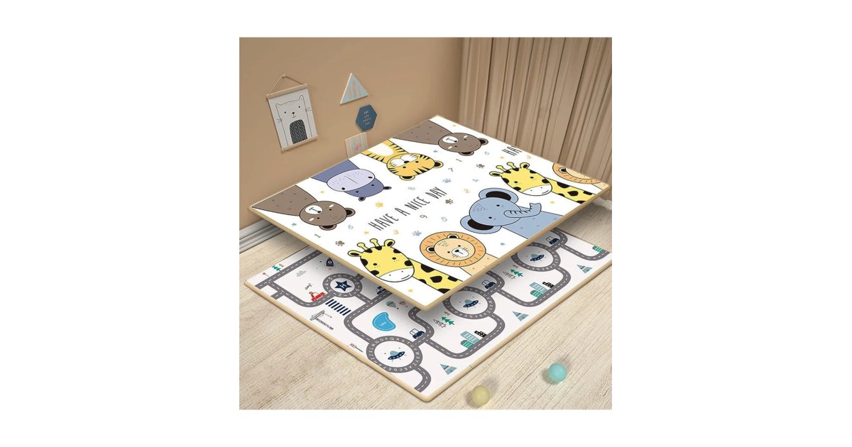 Alfombra plegable reversible pinos-animales